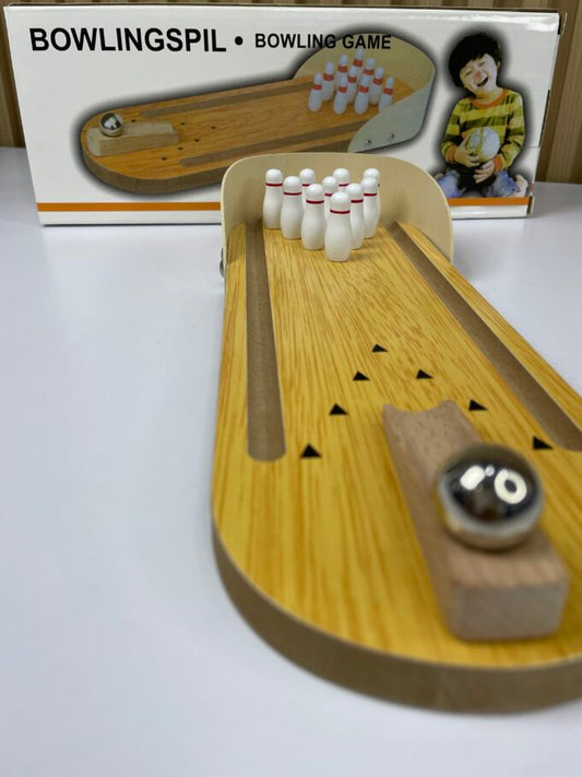 Mini Juego de Bolos de Mesa de Madera