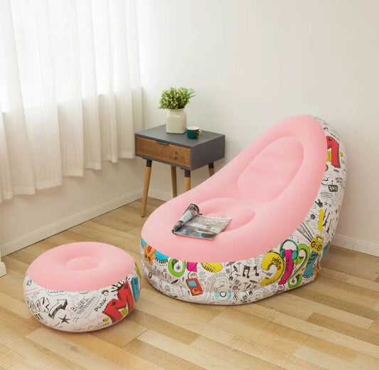 Puff Inflable con Reposa Pies – Comodidad Portátil y Estilo Único 🛋️