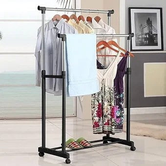 Tendedero y Perchero Doble Ajustable con Ruedas – Multifuncional