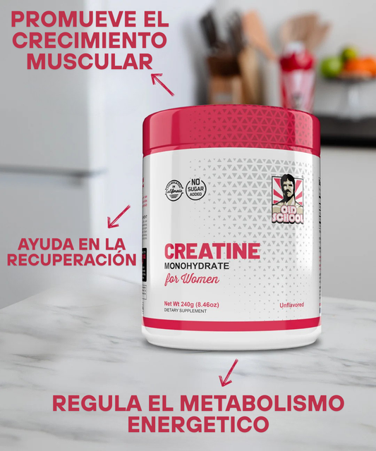 Old School Labs – Creatina Monohidratada Premium para Mujeres con Colágeno y BCAA