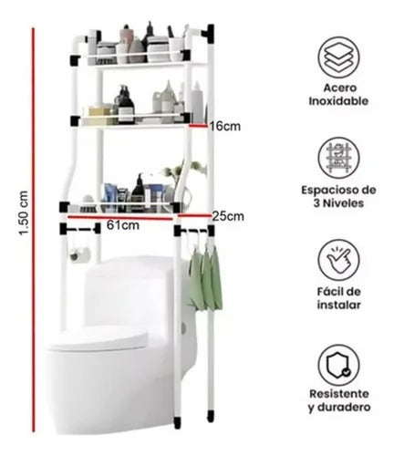 Organizador de Baño Metálico de 3 Niveles – Ahorra Espacio y Mantén el Orden