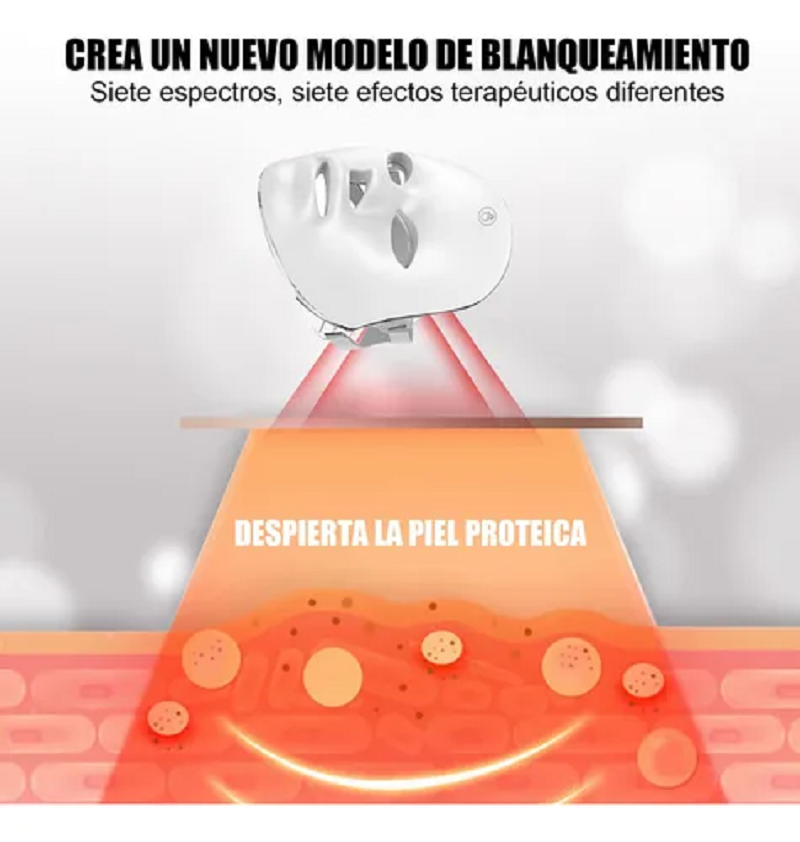 Máscara LED de Fototerapia 7 Colores Rejuvenecedora