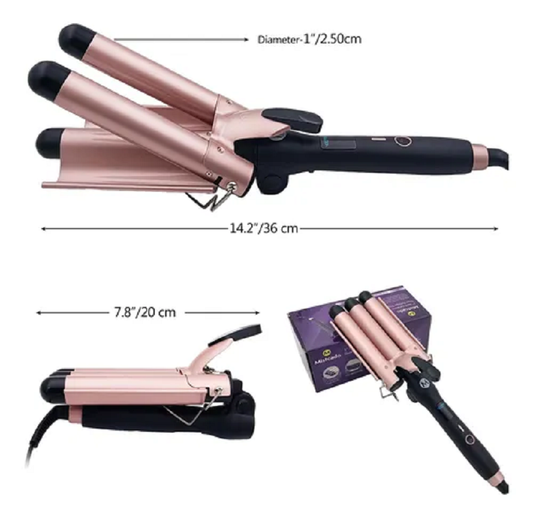 Rizador Ondulador de Cabello 3 Tubos Profesional