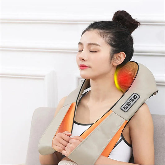 Masajeador Cervical Eléctrico con Calor – Cuello, Hombros y Espalda F-718